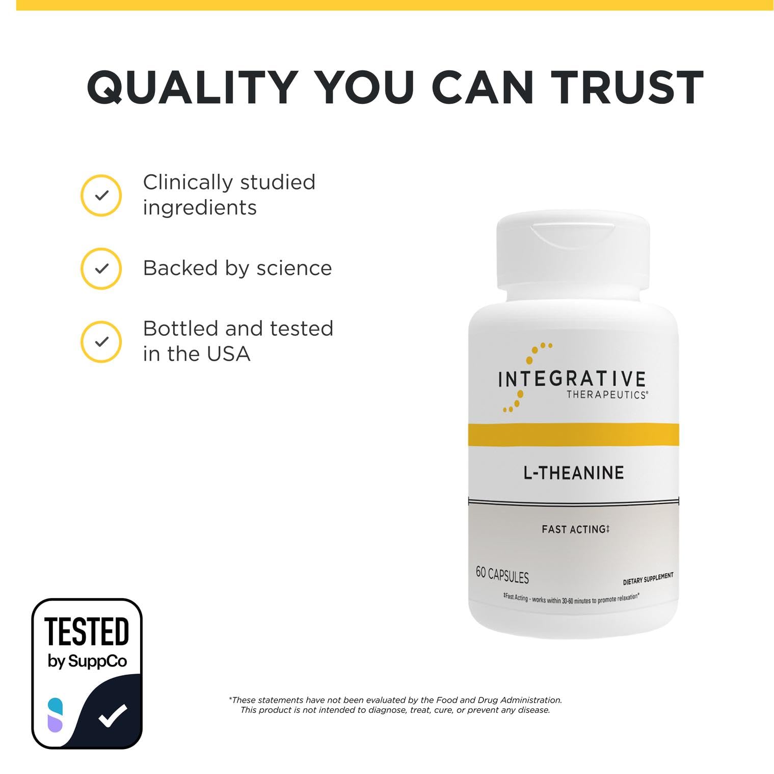 Integrative Therapeutics L-Theanine - Amino Acid Supplement for Stress & Relaxation Support* - Vegan, Gluten-Free & Dairy-Free - Third-Party Tested - 60 Capsules (30 Servings)