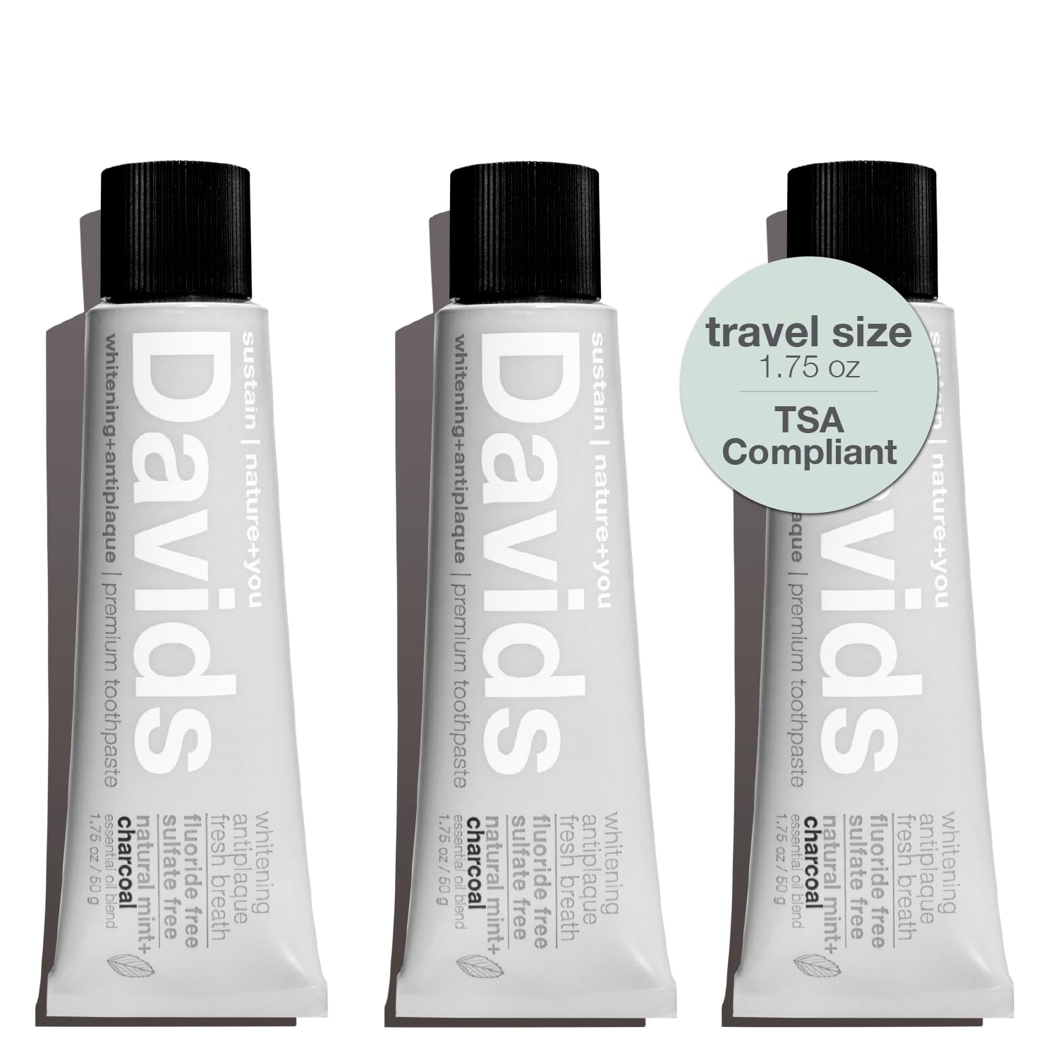 Buy now Davids Fluoride Free Toothpaste, Teeth Whitening, Antiplaque, SLS (Sulfate) Free, Promotes Enamel Health, Mouth & Gum Detox, EWG Verified, Peppermint, 5.25oz 1.75 Ounce (Pack of 3) Charcoal + Peppermint at indiglob india