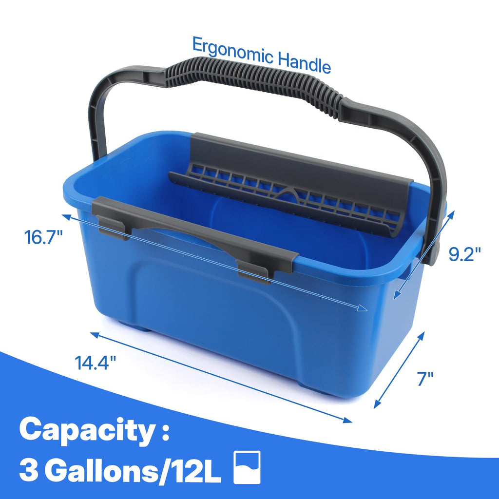 PIMEKOY Window Cleaning Kit with Bucket, Squeegee and Scrubber for Outdoor