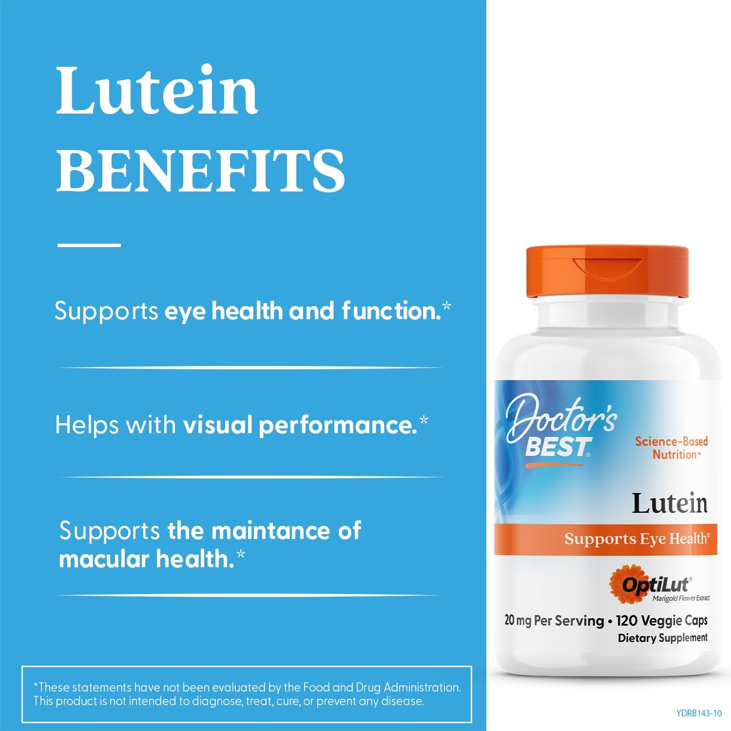 Buy now Doctors Best Lutein with OptiLut, Supports Eye Health, Non-GMO, Gluten Free, Soy Free, Vegan 120 Veggie Caps at indiglob india