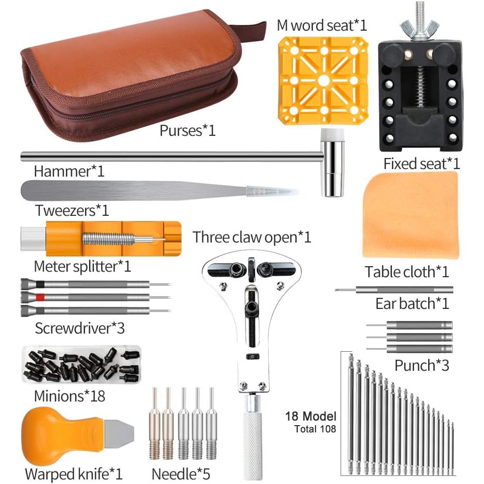 Buy now Kingsdun Watch Battery Replacement Tool Kit, 168Pcs Watches Repair Band Strap Link Pins Remover Adjustment Repairing Tools Sets with Carrying Case & Manual at indiglob india