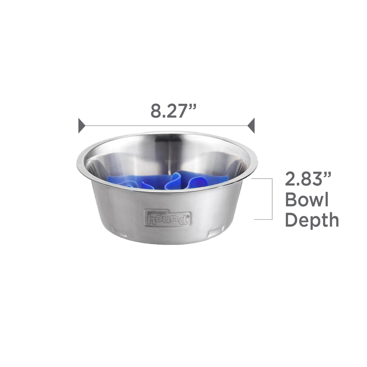 Outward Hound Fun Feeder Stainless Steel Slo Bowl for Dogs, Medium, 8.3"