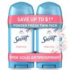 Secret Antiperspirant and Deodorant for Women, 24hr Sweat & Odor Protection, PH Balanced Protection, Gentle on Skin, Wide Solid, Powder Fresh Scent, 2.7 oz (Pack of 2)