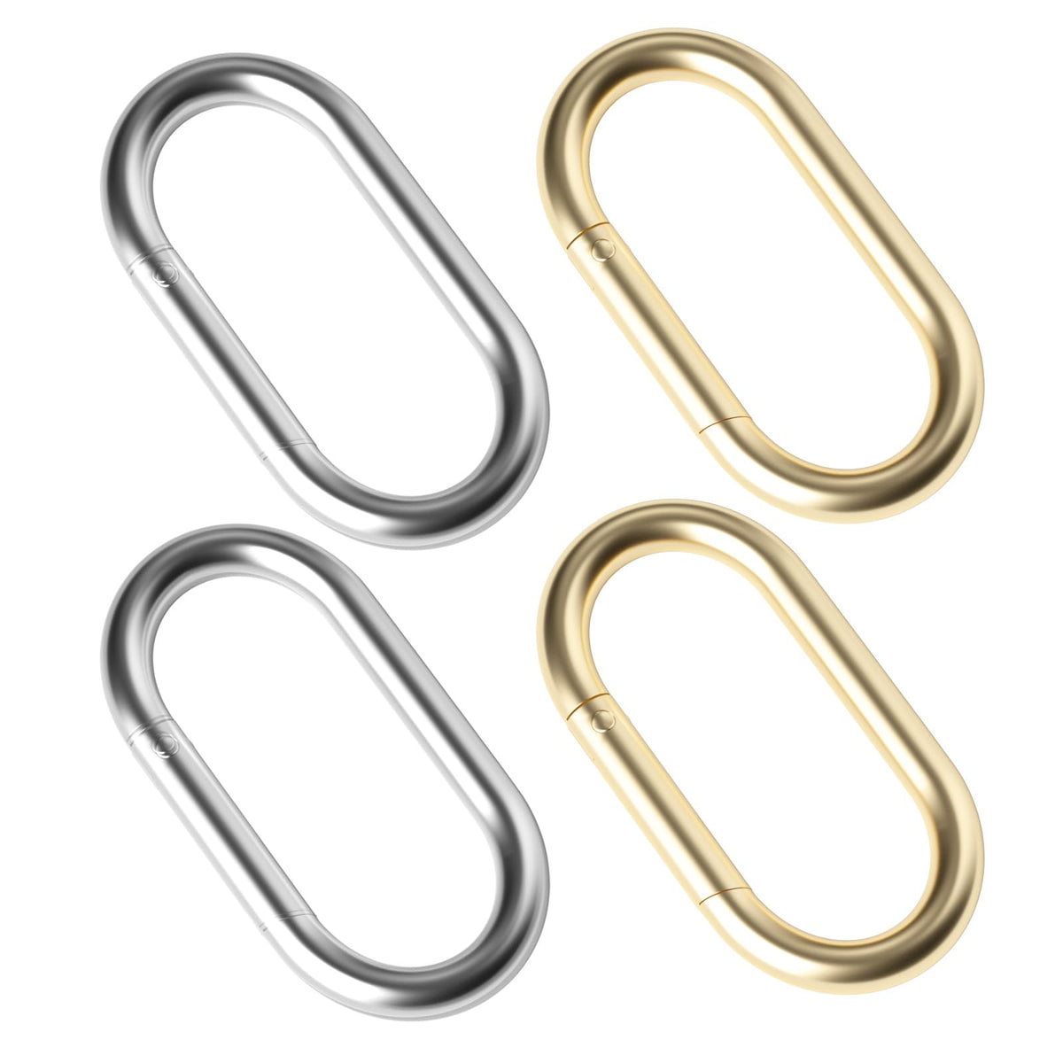 4Pcs Gold Keychain Clip & Spring O Ring 1.97"x0.98"（ Gold & Silver）