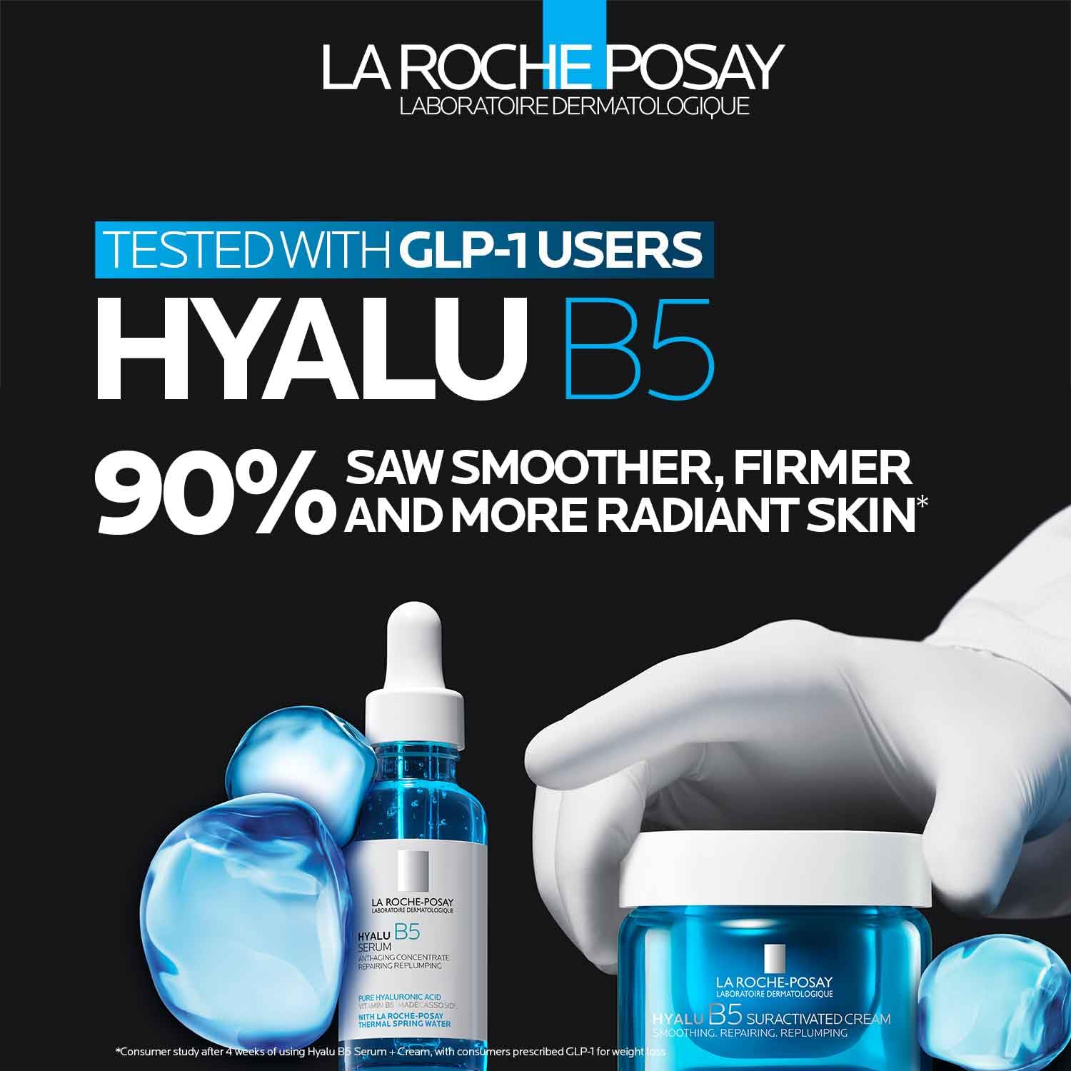 La Roche-Posay Hyalu B5 Pure Hyaluronic Acid Serum for Face, with Vitamin B5, Anti-Aging Serum for Fine Lines and Wrinkles, Plumps and Repairs Dry Skin, Safe on Sensitive Skin
