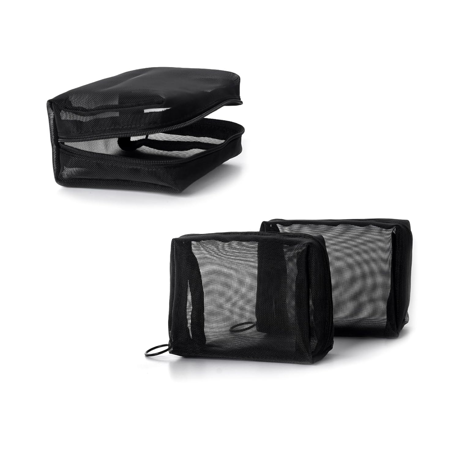Buy now Patu Zipper Mesh Bags, Size M / A6, 5 Pieces, Beauty Makeup Cosmetic Accessories Organizer, Travel Toiletry Kit Set Storage Pouch, Black S, Portable (3 pcs) at indiglob india