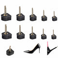 10 Pairs High Heel Tips Replacement - U/Cap Style, 2.4mm & 3mm Metal Core, 5 Sizes (8-12mm) | Durable Non-Slip Heel Caps for Women's Shoes | Quiet, Quick DIY Installation (Black)