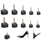 10 Pairs High Heel Tips Replacement - U/Cap Style, 2.4mm & 3mm Metal Core, 5 Sizes (8-12mm) | Durable Non-Slip Heel Caps for Women's Shoes | Quiet, Quick DIY Installation (Black)