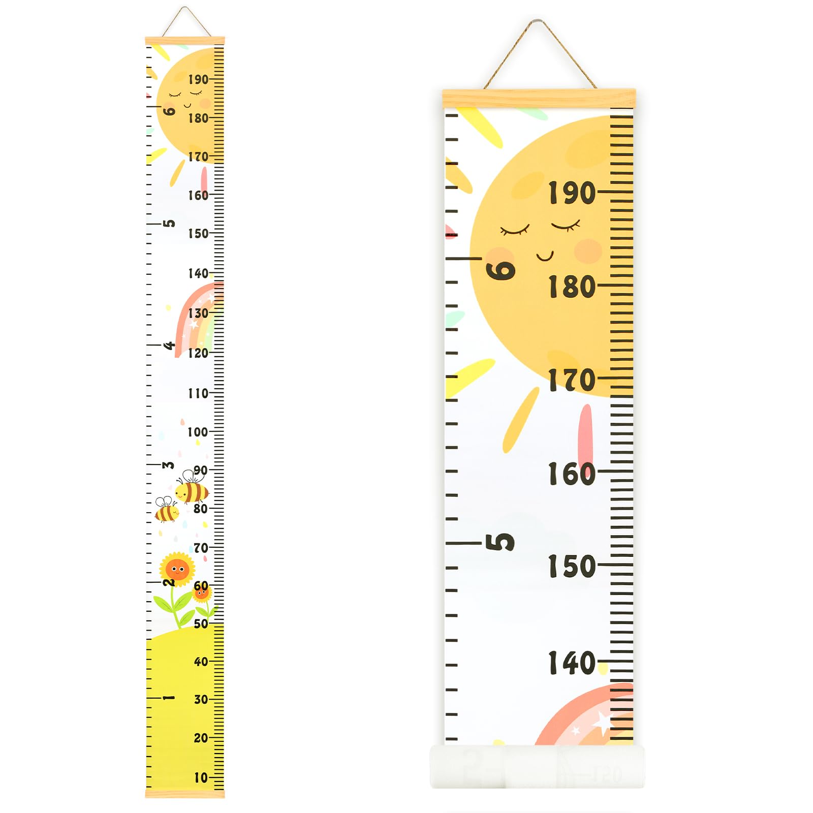Buy now Mibote Baby Growth Height Chart Handing Ruler Wall Decor for Kids, Canvas Removable Height Growth Chart 79" x 7.9" (Black & White) at indiglob india