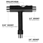 Skate Tool All-in-One, Skateboard Tool Roller Skate Tool T Tool for Skateboard, Muti-Function Portable Skateboard Longboard Accessory with T-Type Allen Key and L-Type Phillips Head Wrench Screwdriver