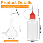 4Pcs Precision Tip Applicator Bottle with 2 Funnel Multicolor Lids, 30ML/1 OZ Needle Tip Glue Bottles, Glue Dispenser for DIY Quilling Paper Craft Painting