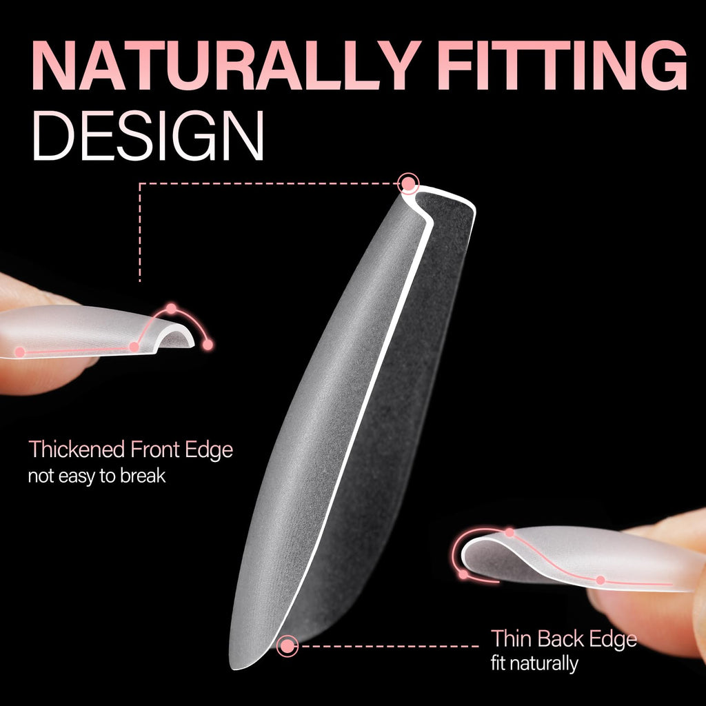 Discover AILLSA Short Almond Nail Tips: 450pcs of authentic, durable nails designed for a naturally fitting look.