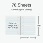 Oxford Spiral Notebooks, 2 Pack, 1 Subject, Wide Ruled Notebooks for School, 8 x 10.5 Inches, 70 Sheets, Assorted Colors, Back to School Supplies (1002539)