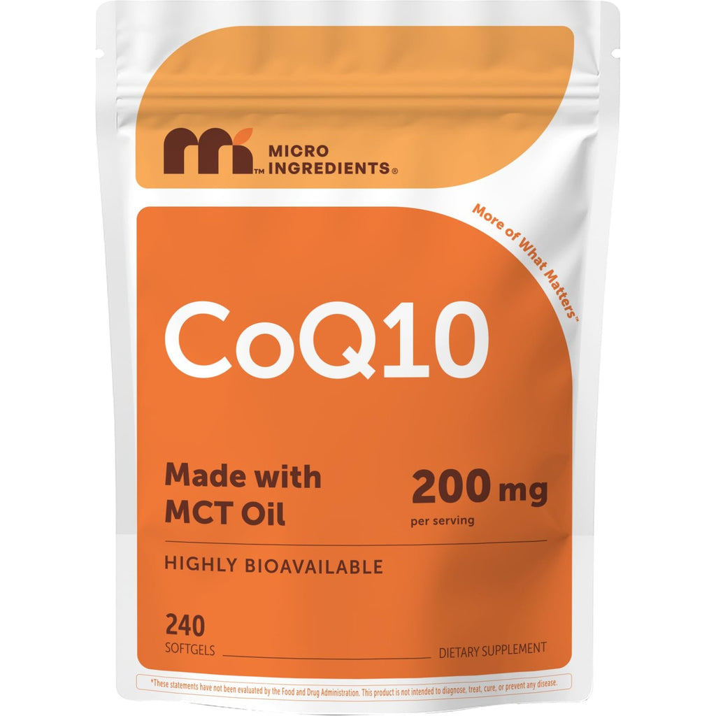 Micro Ingredients CoQ10 200mg Per Serving, 240 Softgels | Made with Coconut MCT Oil | Coenzyme Q10 (Ubiquinone) | Non-GMO