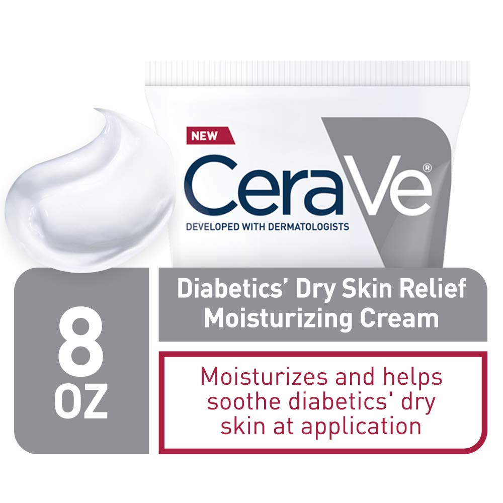 CeraVe Diabetics Dry Skin Moisturizing Cream, Urea Face & Body Lotion, 8oz | Fast-Absorbing Skin Care Formula with Ceramides and Antioxidants Provides 48-Hour Hydration To Soothe Diabetics' Dry Skin