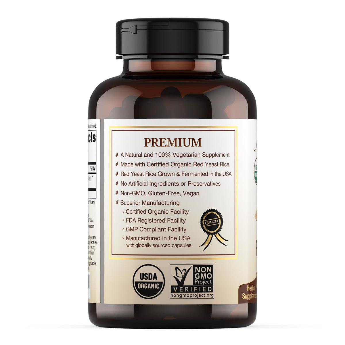 USDA Organic Red Yeast Rice Supplement, 120 Capsules