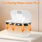 Baby Wipe Warmer, Wet Wipe Warmer 5 Modes of Temperature Heating Control Dual Heat for Baby's Comfort Large Capacity Wipes Dispenser Diaper Wipe Warmer with Night Light