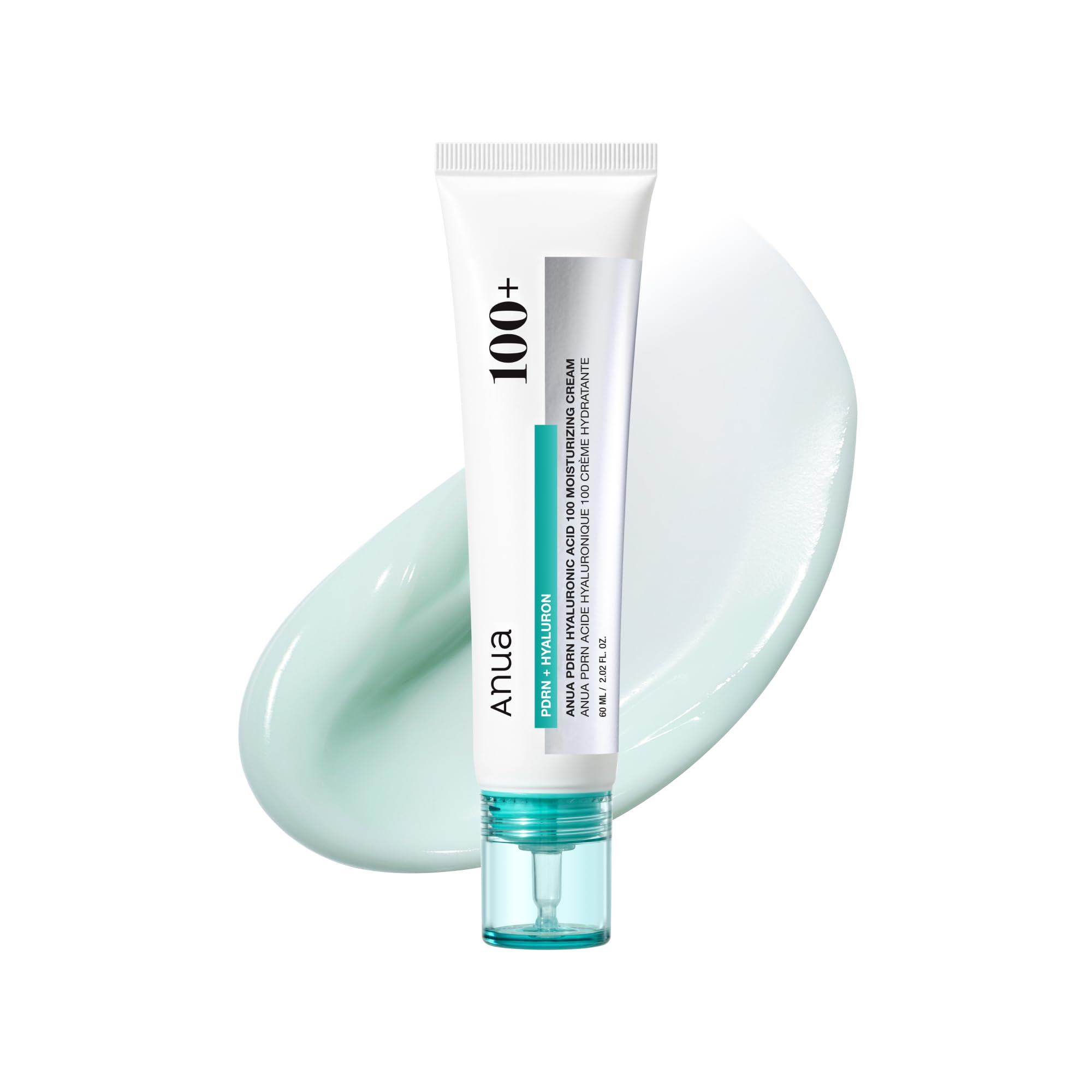 Anua PDRN Hyaluronic Acid 100 Moisturizing Cream, 2.02 fl oz | Lightweight, Non-Greasy Hydrating Face Moisturizer with Salmon DNA for Glass Skin, Korean Skincare