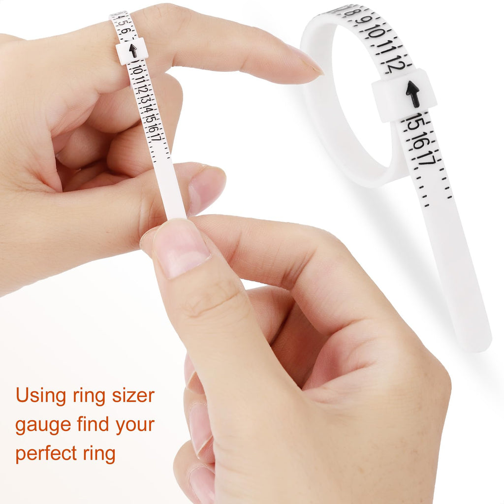 Ring Sizer Measuring Tool Kit, 27 PCS Premium Stainless Steel Measuring Ring Tool, US Ring Size 0-13 with Half Size, 2 PCS Reusable Finger Size 1-17 USA Rings Size with Magnified Glass