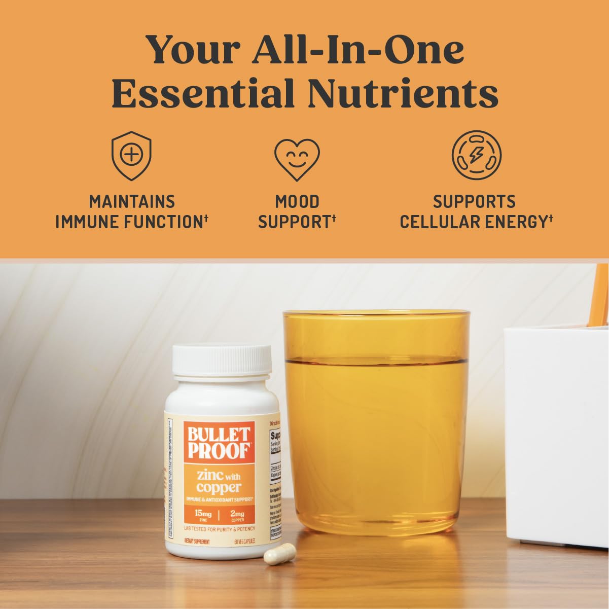 Bulletproof Zinc with Copper Capsules, 60 Count, Minerals and Antioxidant Supplement for Immunity and Mood | Minerals and Antioxidant Supplement for Immunity and Mood