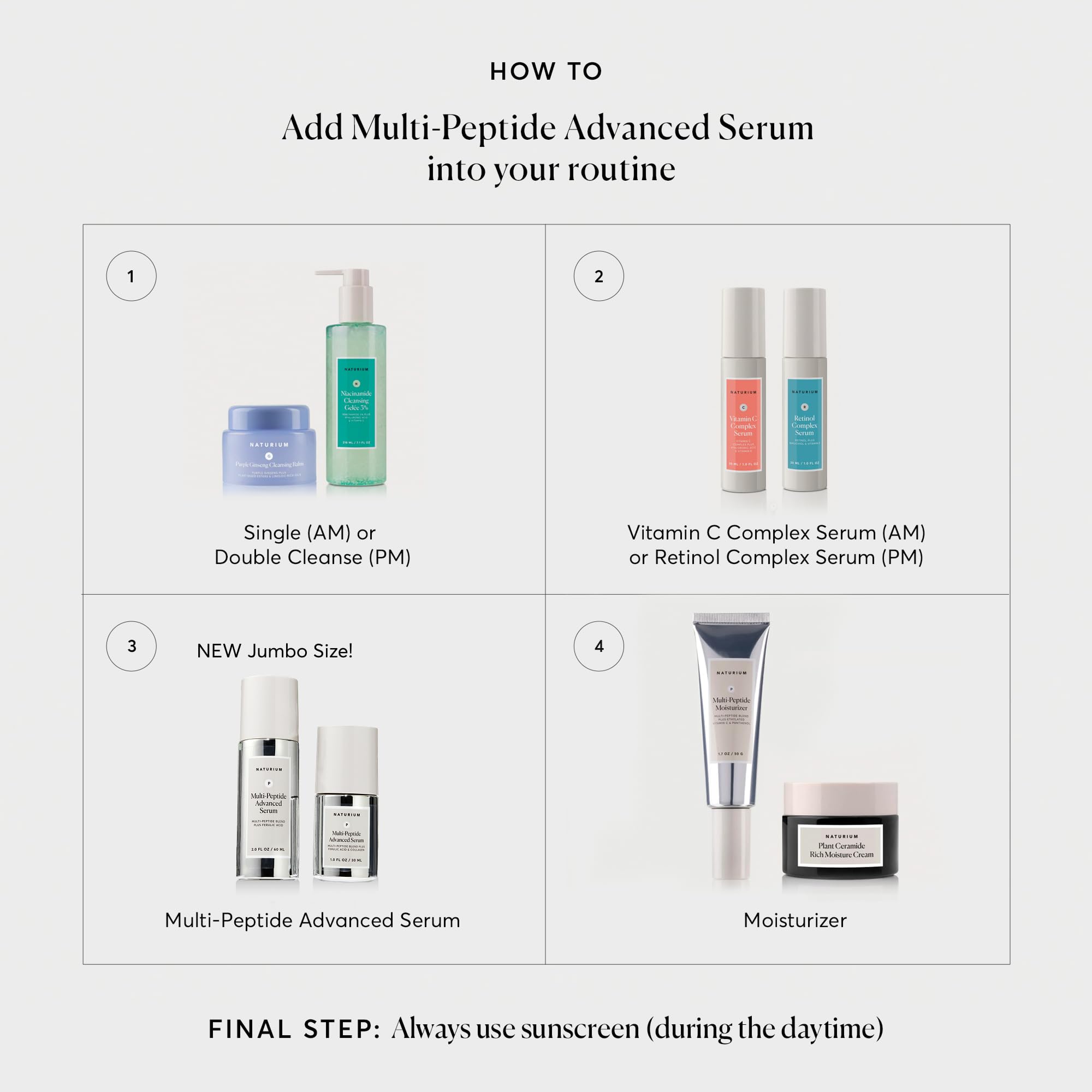Naturium Multi-Peptide Advanced Serum Jumbo, Firming & Smoothing Face Serum for Fine Lines & Wrinkles with Advanced Multi-Peptide Blend, 2 oz