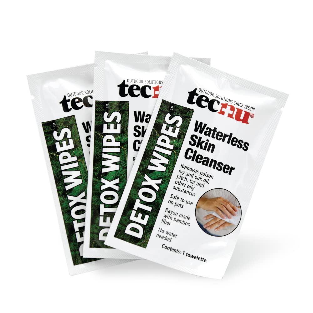 Tecnu Detox Wipes, Poison Ivy Wipes, Large Individual Wipes Remove Rash Causing Oil from Skin, Waterless, Also for Poison Oak and Poison Sumac, 12 Count