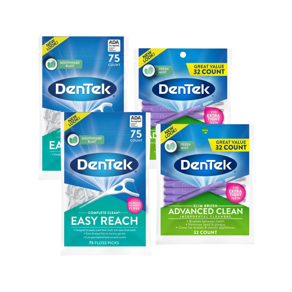 Buy now DenTek Complete Clean Easy Reach Floss Picks, No Break & No Shred Floss, 75 Count (Package May Vary) 214 Count (Pack of 1) Picks at indiglob india