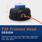 2 Pack 128LD Trimmer Head T25 for Husquvarna Weed Eater 223L 322L 125L 128L 128LD 128R 128RJ 122L 125C 223R 322C 323C 325C 325CX WeedEater Parts 966674401 Jonsered Brushcutter BC2128