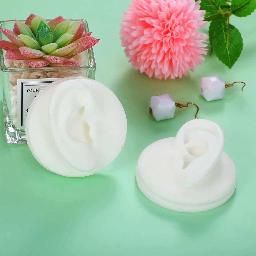 Buy now Cindeer Silicone Ear Model 2-Piece Set â€“ Flexible Reusable Fake Ear Mold with Acrylic Stand | Jewelry Display & Piercing Practice Tool (White) at indiglob india