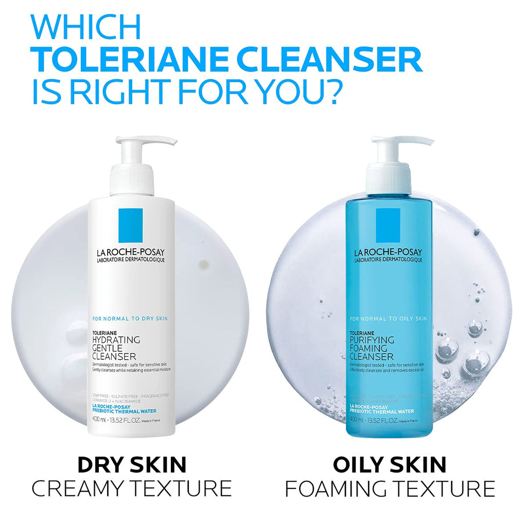 La Roche-Posay Toleriane Purifying Foaming Facial Cleanser, 13.52oz | Oil free face wash for sensitive skin with niacinamide and ceramides. Pore cleanser that won’t dry out skin and is soap free.