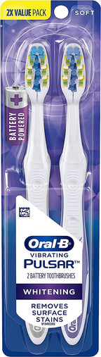 Buy now Oral-B 3D White Pulsar, Battery electric toothbrushes, 2 count SOFT toothbrush pack, removes stains, whitens teeth, travel essentials tooth brush Default at indiglob india