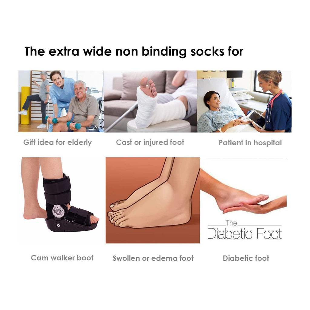 CIRZUEX Extra Wide Socks for Lymphedema Swollen Feet Leg, Bariatric Socks, Cast Boot Sock, Diabetic Non Binding Neuropathy Swelling Women Men 2 Pairs