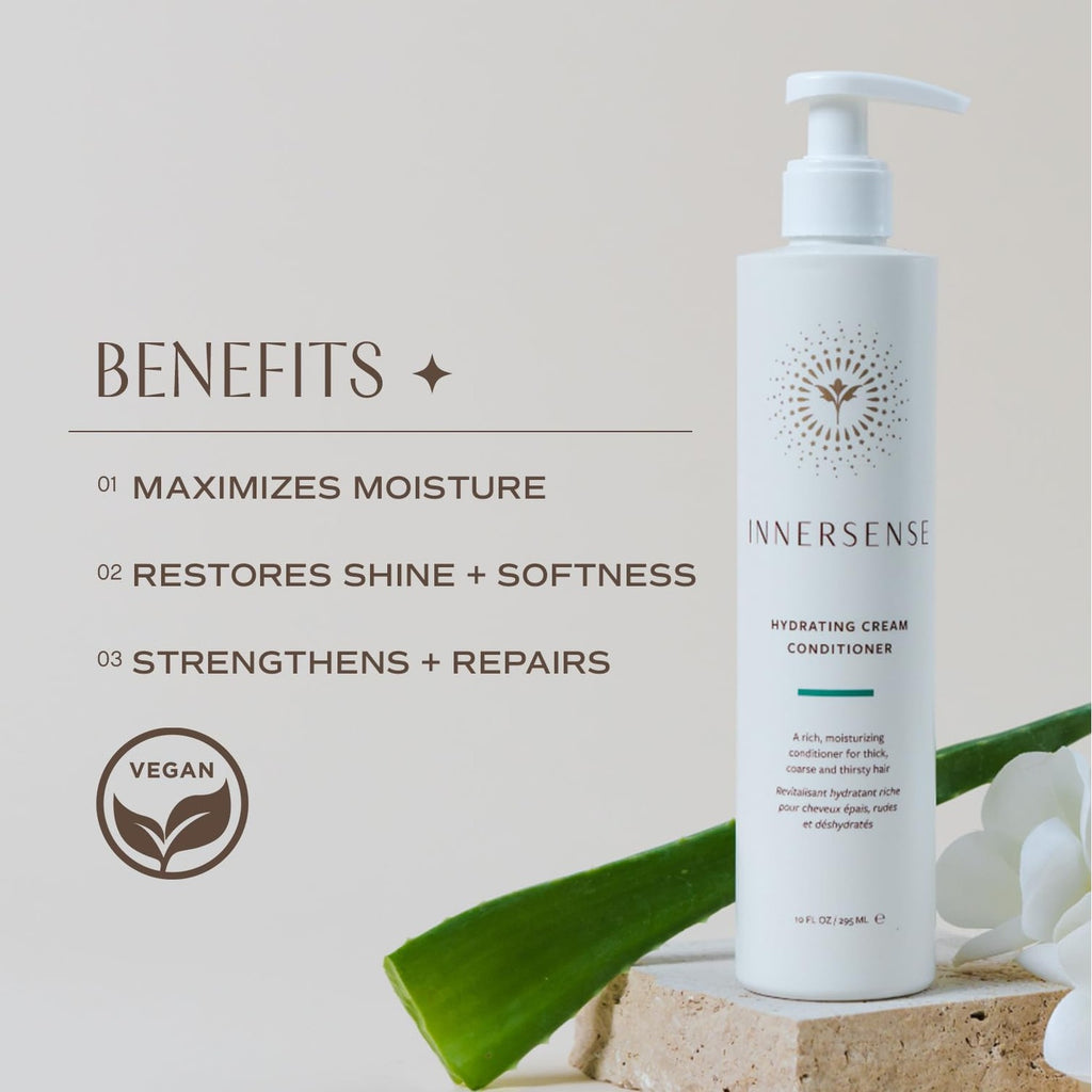 INNERSENSE Organic Beauty - Hydrating Cream Conditioner (32oz Refill) | Deep Moisture for Dry, Coarse + Damaged Hair | Softens, Smooths Frizz + Detangles | Sulfate-Free, Non-Toxic, Clean