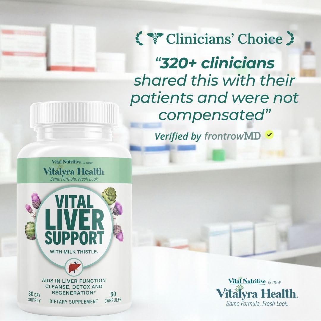 VITAL NUTRITIVE Milk Thistle Liver Support Supplement - Silymarin | 9-in-1 liver support formula with organic milk thistle (silymarin). Non-GMO, gluten-free. 30-day supply.