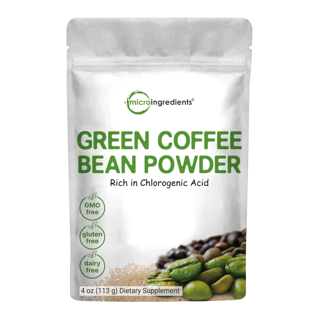Pure Green Coffee Bean Extract, 4 Ounce | Natural Caffeine, Green Coffee Bean with 50% Chlorogenic Acid | Vegan Friendly, Filler Free