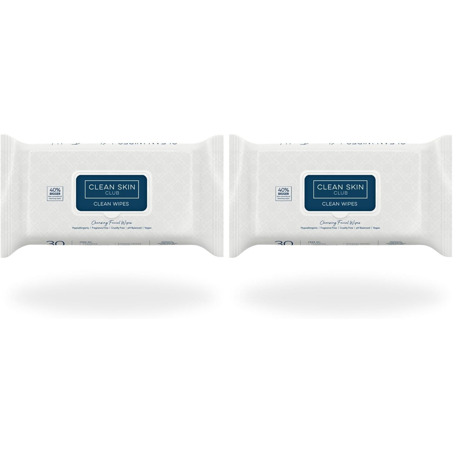 Clean Skin Club Clean Wipes, XL Makeup Remover Face Wipes, Textured Cleansing Facial Wipes for Sensitive Skin, Hypoallergenic, Fragrance-Free, Vegan, 40% Bigger, 30 Count