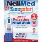Buy now NeilMed Sinugator Cordless Pulsating Nasal Wash Kit with One Irrigator, 30 Premixed Packets and 3 AA Batteries(Pack of 1) at indiglob india