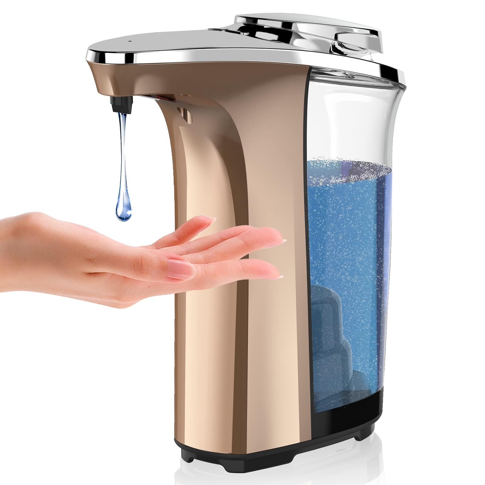 Buy now Automatic Soap Dispenser, Touchless Dish Soap Dispenser 17oz/500ml with Infrared Sensor, 5 Adjustable Soap Levels, Liquid Dispenser for Bathroom Kitchen (Silver) Rose Gold at indiglob india