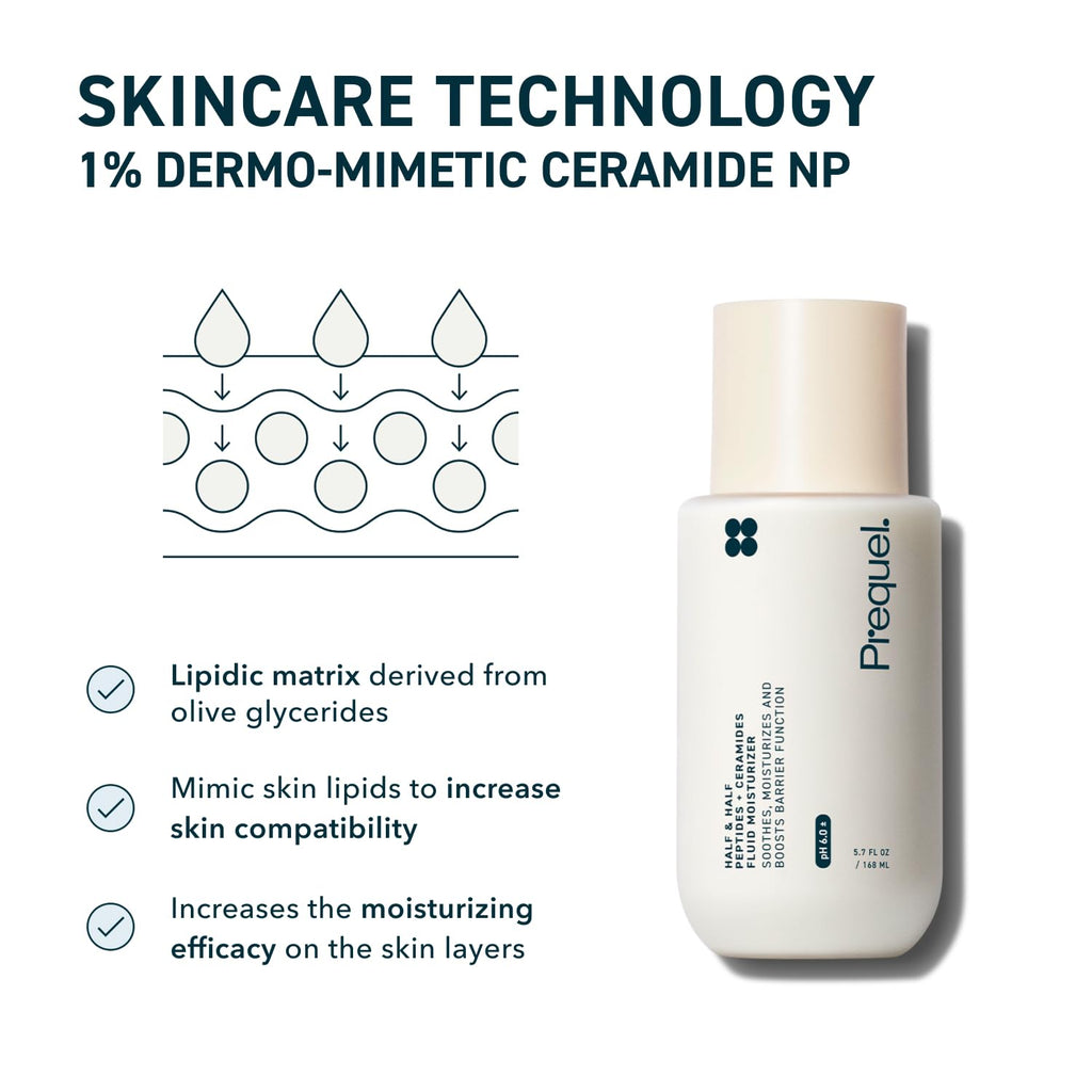 Prequel Skin Hydrating Moisturizer Face Cream, Ceramide Peptide Lotion | Cream Moisturizer for Face, Lightweight Moisturizer, Hydrating Face Cream with Ceramides Peptide for Sensitive and Dry Skin