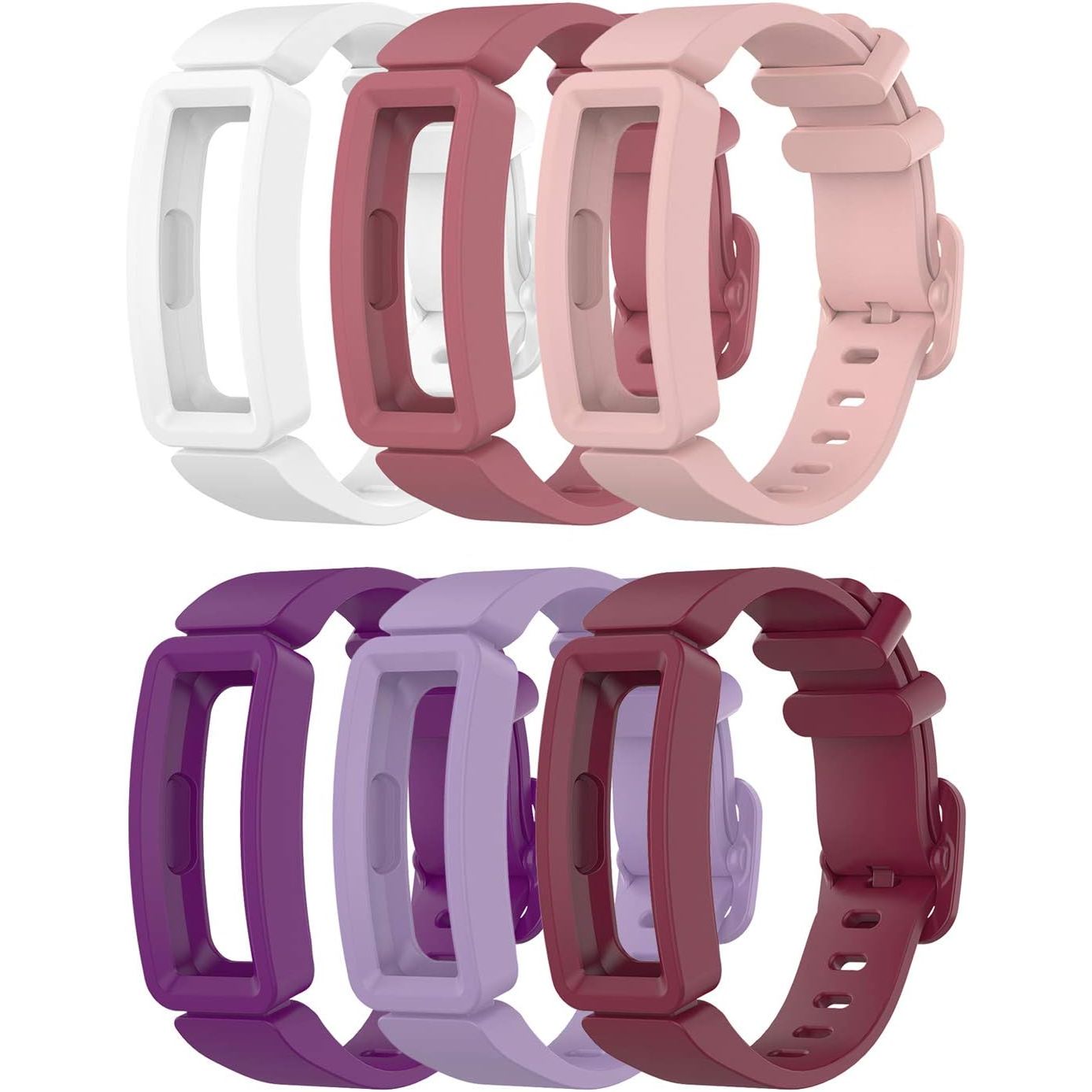 Buy now 6-Pack Bands Compatible with Fitbit Ace 2 Replacement Strap for Kids (Black, Night Sky, Neon Yellow, Gray, Green, Teal) White, Purple, Lilac, Sangria, Rose Pink, Soft Pink at indiglob india