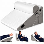 10-in-1 Adjustable Design 3PCS Wedge Pillow for Sleep Apnea, Wedge Pillow for Acid Reflux Relief, Orthopedic Headboard Bed Wedge Pillow for Sleeping, Neck & Back Support for Snoring and Reading