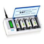 Buy now EBL 906 Smart Charger for AA AAA C D 9V Rechargeable Batteries with 4 Pieces 5000mAh C Rechargeable Batteries at indiglob india