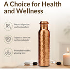 CLEO HOME 100% Pure Copper Water Bottle for Drinking, 34 Oz Hammered Ayurvedic Copper Bottle for Drinking Water | Leak-Proof & Eco-Friendly | For Yoga, Office, Travel with Canvas Carry Bag & Brush