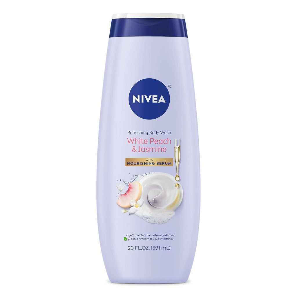 Buy now NIVEA Refreshing White Peach and Jasmine Body Wash with Nourishing Serum, Scented Body Wash for Women, Enriched with Provitamin B5 and Vitamin E, 20 Fl Oz Bottle 20 Fl Oz (Pack of 1) Peach,Jasmine at indiglob india