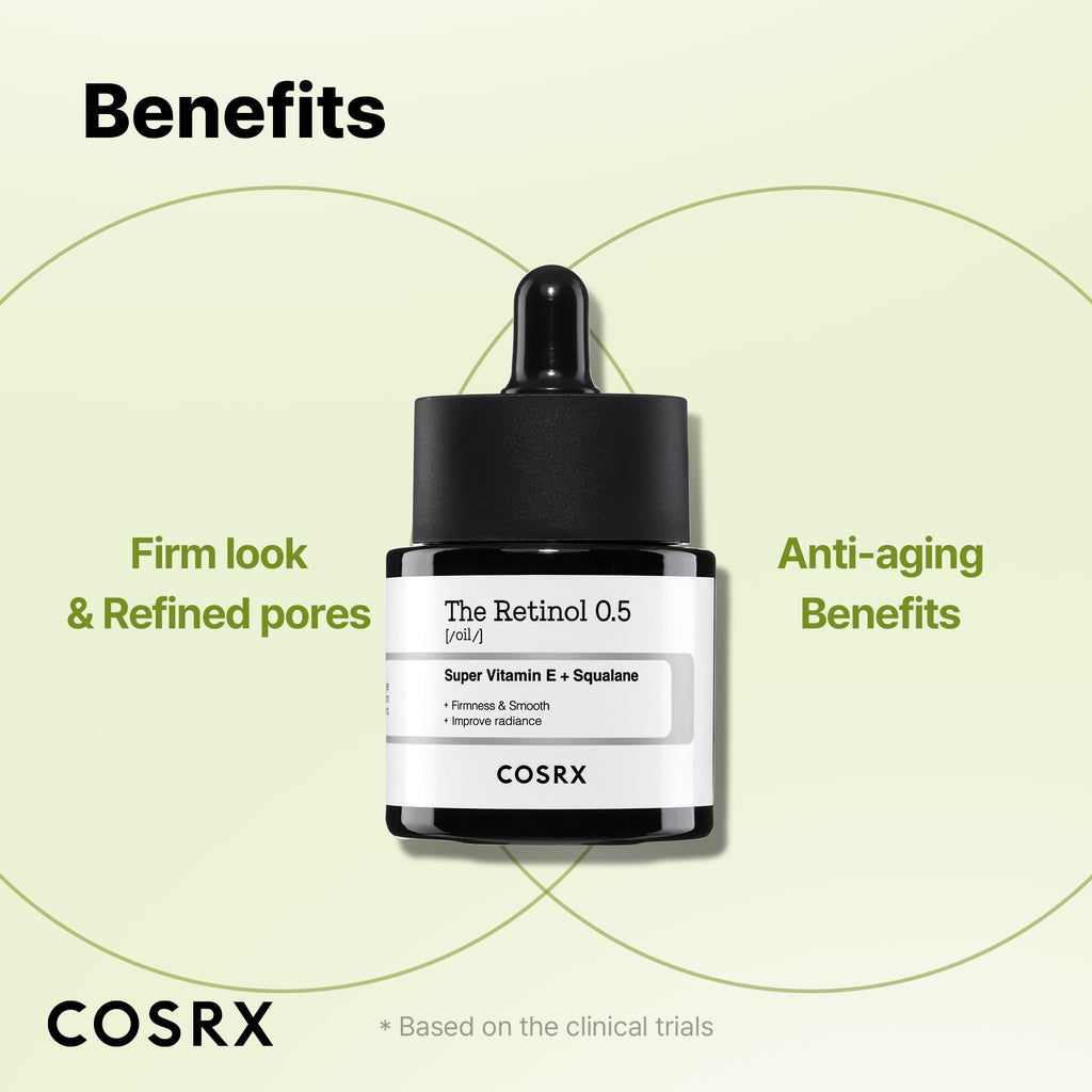 Buy now COSRX Retinol 0.5 Oil, Anti-aging Serum with 0.5% Retinoid Treatment for Face, Reduce Wrinkles, Fine Lines, Gentle Skincare for Day & Night, Not Tested on Animals, Korean Skin Care at indiglob india