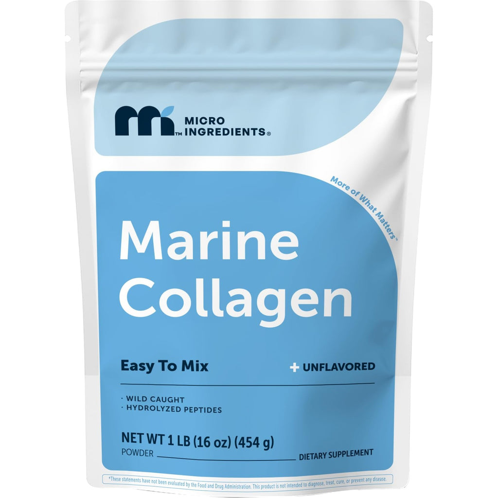 Micro Ingredients Marine Collagen Protein Powder, 1 Pound | Wild Caught Fish Source | Hydrolyzed Peptides | Unflavored, Keto, & Paleo Friendly | Easy to Mix, Non-GMO