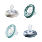 Buy now Tommee Tippee Breast-Like Pacifier, 0-6 Months, Symmetrical Design, Natural Breast-Like Baglet, BPA-Free Binkies, Pastel/Blue/Black, Pack of 4 at indiglob india