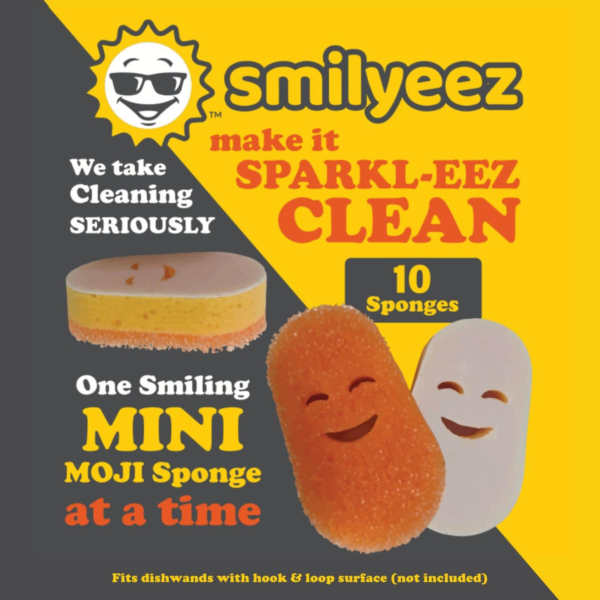 Smilyeez Scrub Moji Scrubbing Sponge Refill for The Dish Daddy (Reg. TM) Dishwand - (10 Pack)