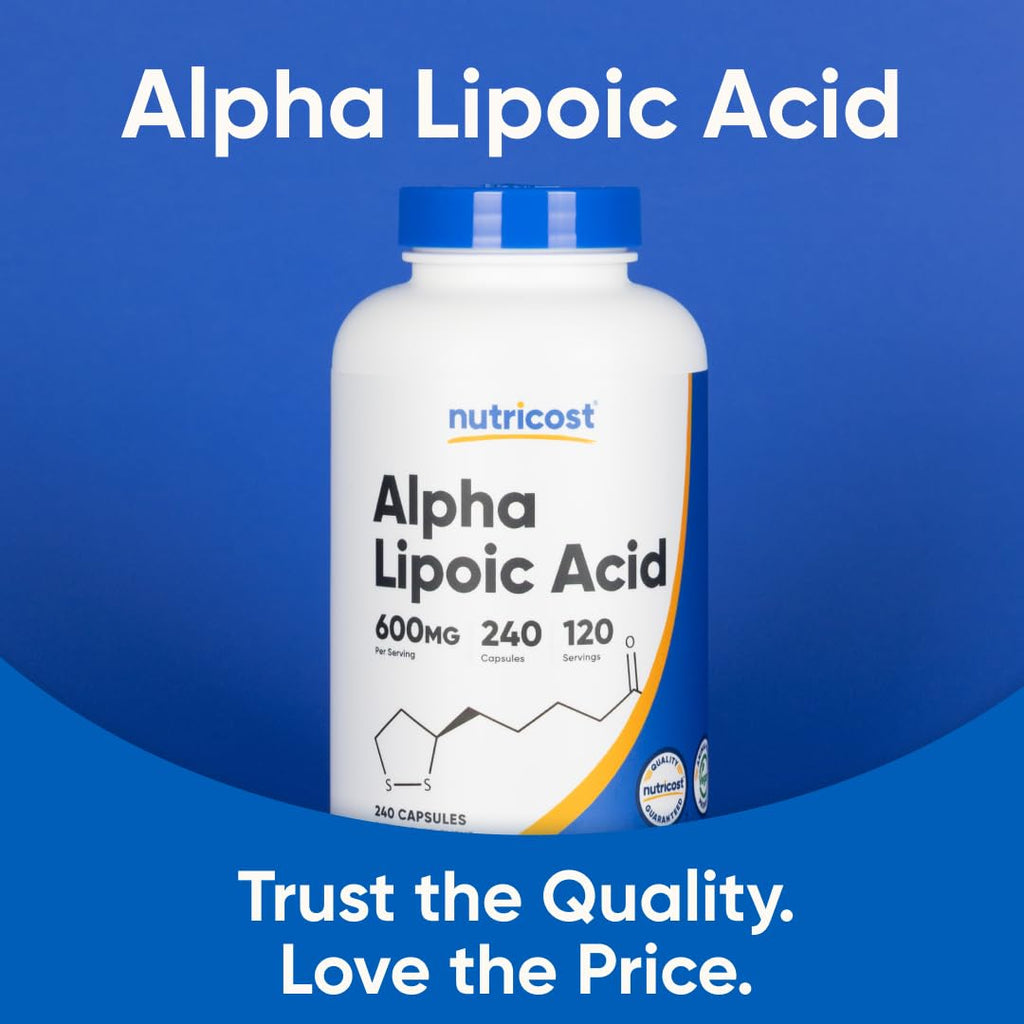 Nutricost Alpha Lipoic Acid 600mg Per Serving, 240 Capsules | Gluten Free, Vegetarian Capsules, Soy Free & GMO-Free