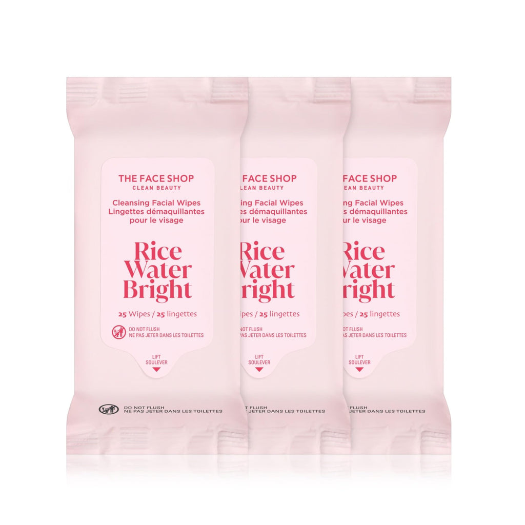 THE FACE SHOP Rice Water Bright Makeup Remover Wipes for Face, Moisturizing, Infused with Rice Extract, Disposable Cleansing Facial Wipes, 50 Count